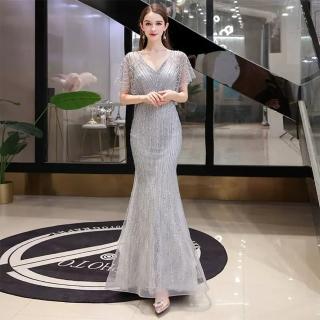 【女神婚紗禮服】高階氣質性感奢華宴會晚禮服 PLGZ-082 2015灰色(媽媽服 晚宴服)