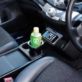 【YAC】大容量飲料架付防滑託盤 PZ-699(車用餐盤｜車用置物｜車用餐盤架)