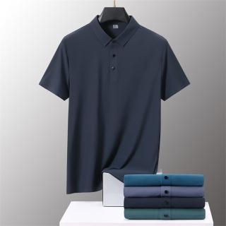 【米蘭精品】冰絲POLO衫短袖上衣(薄款無痕休閒純色男裝父親節禮物9色74ey24)