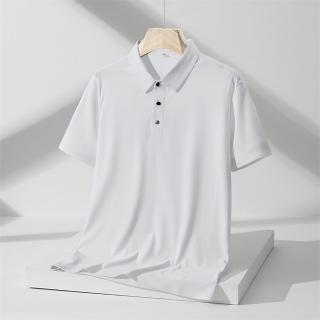 【米蘭精品】冰絲POLO衫短袖上衣(薄款純色修身休閒男裝父親節禮物9色74ey10)