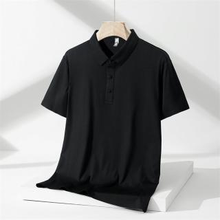 【米蘭精品】冰絲POLO衫短袖上衣(夏季高彈無痕純色男裝父親節禮物4色74ey13)