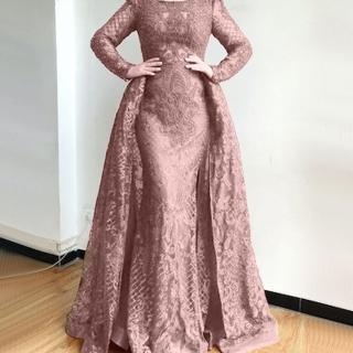 【女神婚紗禮服】極致高貴氣質奢華開衩魚尾宴會晚禮服 LA70406 粉色(新娘 頒獎禮服)