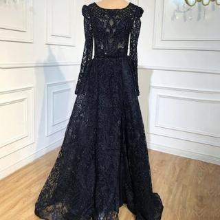 【女神婚紗禮服】極致高貴氣質奢華開衩魚尾宴會晚禮服 LA70406 黑色(新娘 頒獎禮服)