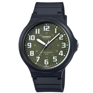 【CASIO】卡西歐大錶徑簡約石英錶-黑 X 綠(MW-240-3B 公司貨全配盒裝)