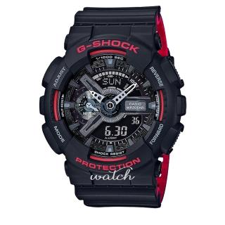 【CASIO 卡西歐 G-SHOCK 系列】時尚潮流_經典配色_雙色錶帶_防磁防震_防水_男錶(GA-110HR_ GA-110HR-1A)