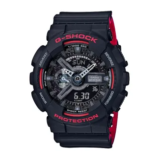 【CASIO 卡西歐 G-SHOCK 系列】時尚潮流_經典配色_雙色錶帶_防磁防震_防水_男錶(GA-110HR_ GA-110HR-1A)