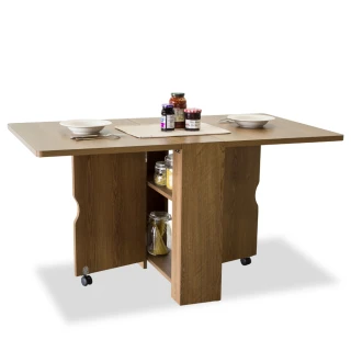 【輕品巧室-綠的傢俱集團】魔術空間-多功能收納折疊桌餐桌-加厚版(深橡色)
