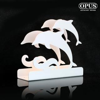 【OPUS東齊金工】歐式鐵藝信件架/電腦辦公桌面收納架/金屬整理架(LE-de08W 海豚 優雅白)