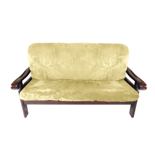 【Osun】厚綿絨防蹣彈性沙發座墊套/靠墊套(米黃色3人座二入1組 聖誕禮物CE208)