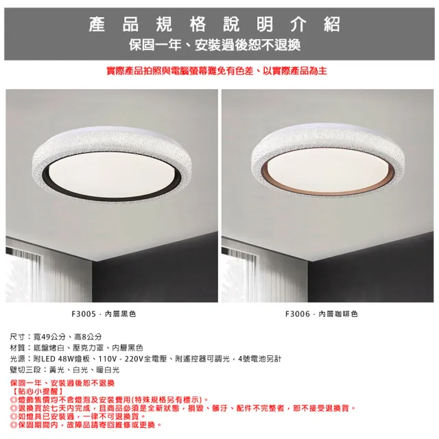 【Honey Comb】簡約LED48W遙控吸頂燈(B216-F3005．F3006)