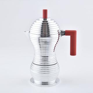 【ALESSI】Pulcina 小雞義式摩卡壺 咖啡壺 6人份 紅手把(平輸品)