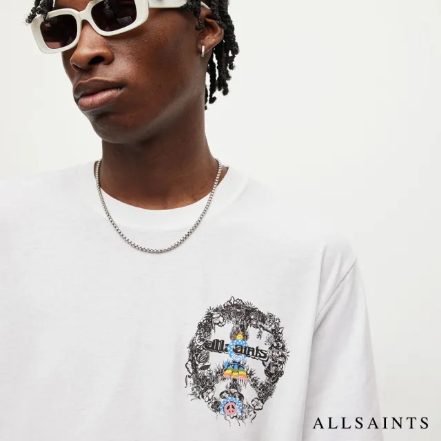 【ALLSAINTS】CHANCER 純棉手繪和平標誌印花LOGO短袖T恤 MG141Y(舒適版型)