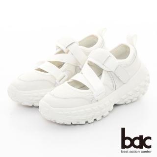 【bac】透氣厚底魔鬼氈休閒鞋(白色)