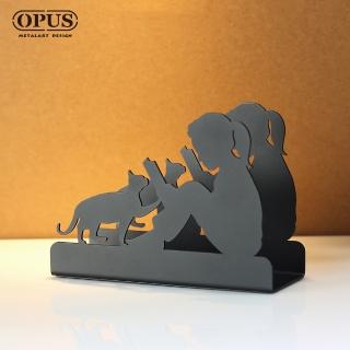 【OPUS東齊金工】歐式鐵藝信件架/收納架/展示架/文具擺飾(LE-gr14B 閱讀女孩 經典黑)