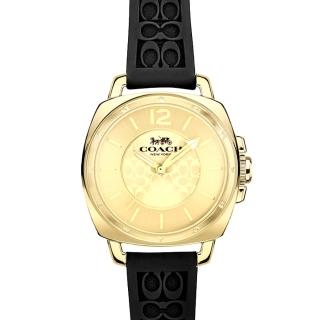 【COACH】C LOGO立體浮雕橡膠錶帶女士腕錶(黑色)