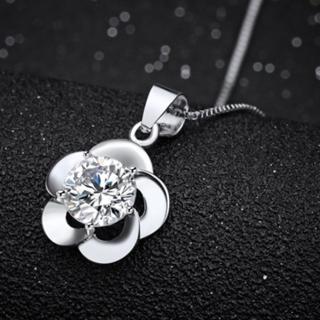 【米蘭精品】現貨+預購 項鍊鑲鑽流行銀飾品(精緻梅花優雅高貴母親節情人節生日聖誕節交換禮物73am148)