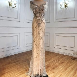 【女神婚紗禮服】高貴奢華閃耀流蘇修身拖尾宴會晚禮服 LA70974(媽媽服 晚宴服)