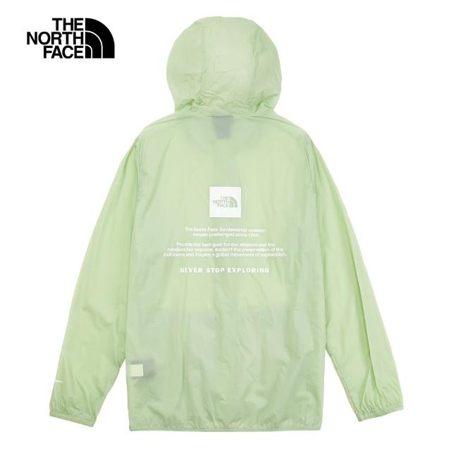 【The North Face 官方旗艦】北面男款綠色DWR防潑水品牌標語連帽外套｜7WDQI0G(抗UV)