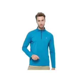 【Wildland 荒野】男彈性半開襟機能上衣-蔚藍色 0B02610-136(男裝/上衣/拉鏈上衣/機能上衣/長袖)