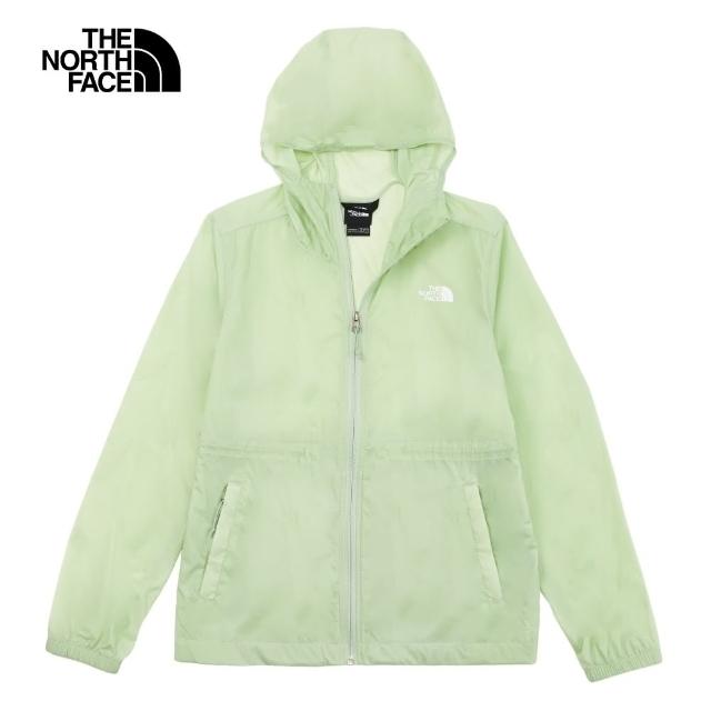 【The North Face 官方旗艦】北面女款綠色UPF防曬腰部抽繩連帽外套｜7WCAI0G(抗UV)