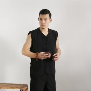 【巴黎精品】現貨+預購 新中式 唐裝漢服無袖上衣(中國風薄款馬甲純棉男背心6色a1bx70)