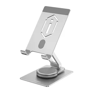 【WiWU】鋁合金桌面360度旋轉 平板手機支架 ZM107(可摺疊 調整仰角角度 平板支援12.9吋)