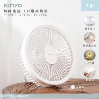 【KINYO】充插兩用7吋USB風扇壁扇DC扇掛扇循環扇/UF-7065冰雪白(遙控/LED/易拆洗)