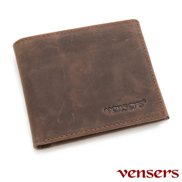 【vensers】 小牛皮潮流個性皮夾(NB5302812咖啡短夾)