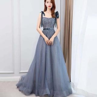 【女神婚紗禮服】高階時尚輕奢綁帶澎裙宴會晚禮服 LA70888(表演禮服 派對)