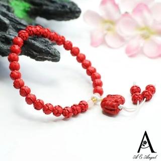 【ANGEL】蓮花硃砂福象串珠中國風手鍊(紅色)