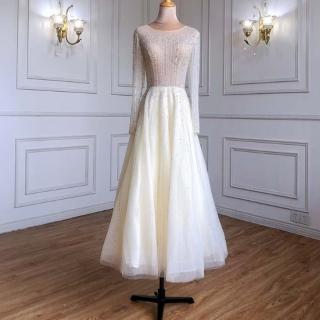 【女神婚紗禮服】高階時尚氣質顯瘦宴會晚禮服 LA71111 象牙白(聚會禮服 表演禮服)