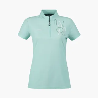 【PING】女款單肩印花短袖立領POLO衫-綠(吸濕排汗/抗UV/GOLF/高爾夫球衫/RA23115-43)