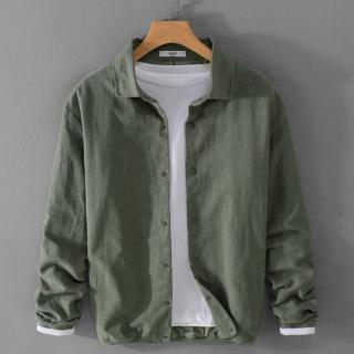 【巴黎精品】現貨+預購 亞麻外套休閒夾克(復古亞麻寬鬆簡約男外套3色a1bv14)
