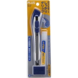 【PLUS 普樂士】CU-004 美工刀藍 10入/ 盒(每個附廢棄盒.刀片2枚)