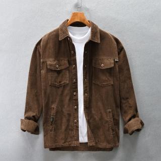 【巴黎精品】現貨+預購 純棉襯衫長袖上衣(燈芯絨工裝復古潮流男裝3色a1bv41)
