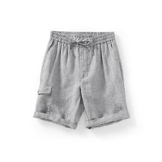 【米蘭精品】現貨+預購 休閒褲亞麻短褲(工裝棉麻口袋五分男褲子4色74ex17)