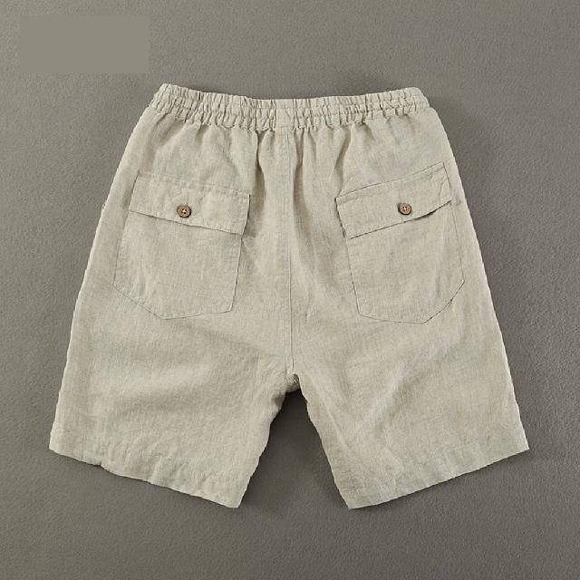【米蘭精品】現貨+預購 休閒褲亞麻短褲(多口袋寬鬆五分男褲子74ex15)