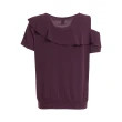 【ILEY 伊蕾】單肩挖空荷葉雪紡上衣(深紫色；M-XL；1232011072)