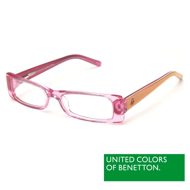 【BENETTON 班尼頓】專業兒童眼鏡 透色方框混搭設計系列(白/粉紅/紅紫/紫粉  BB031-01/02/03/04)