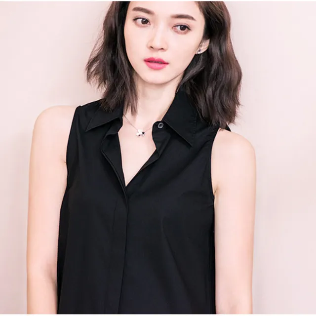 【BRIGA SILK B713】BRIGA SILK B713專櫃設計師桑蠶絲氣質翻領百搭顯瘦無袖襯衫(SILK B713)