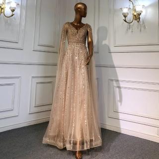 【女神婚紗禮服】高階遮手臂時尚宴會晚禮服 LA71567 裸色(主持人 表演禮服)