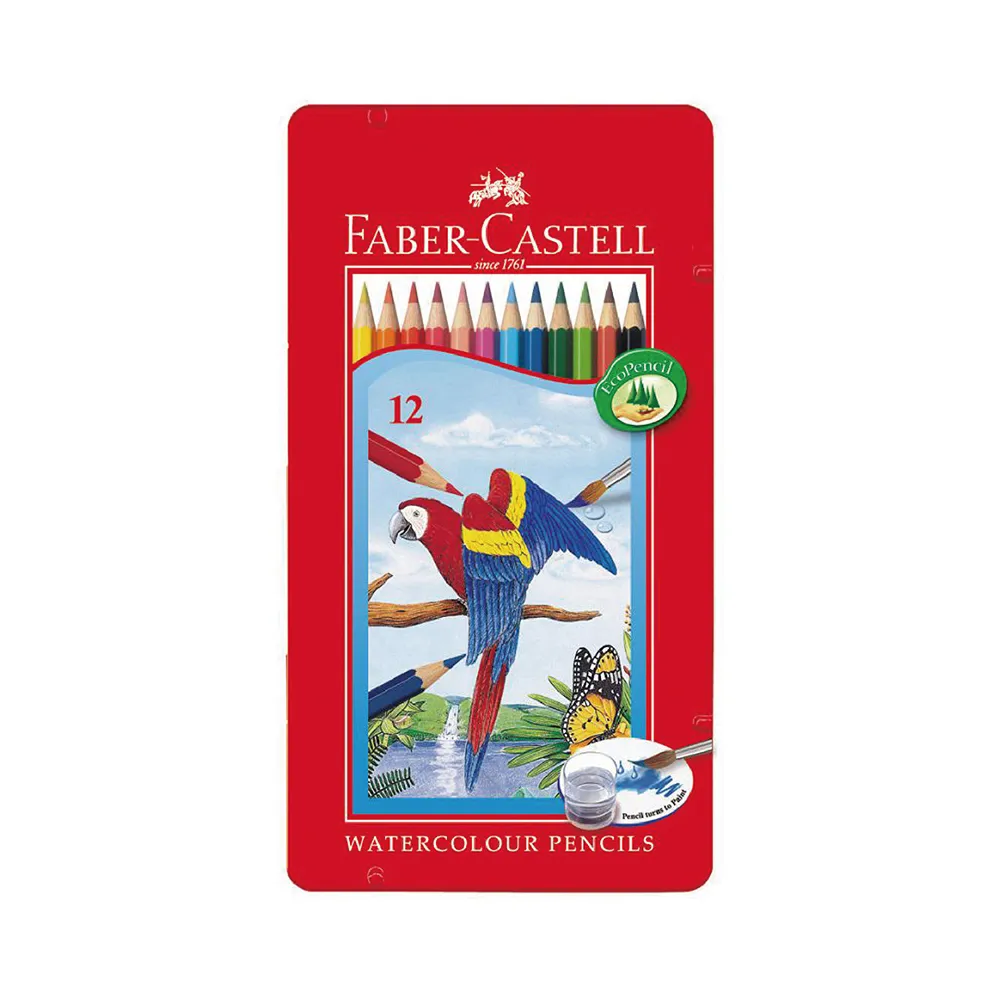 Faber-Castell】輝柏水性色鉛筆附水彩筆鐵盒12色/盒115913 - momo購物