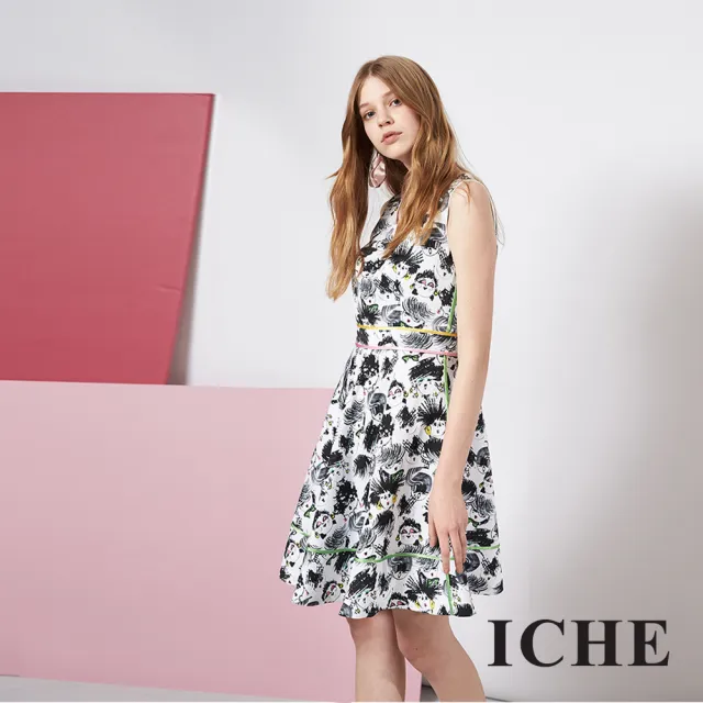【ICHE 衣哲】設計趣味印花時尚造型禮服洋裝