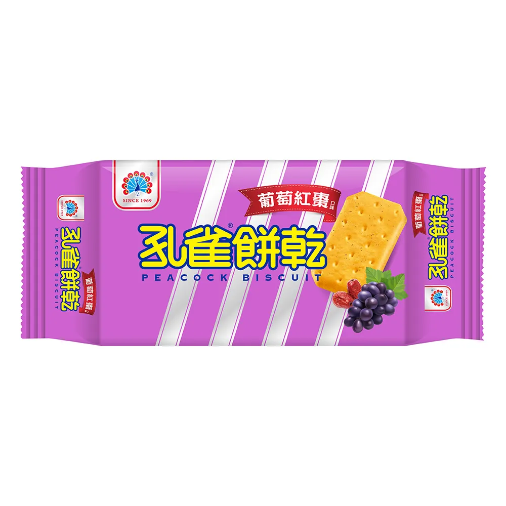 【孔雀】孔雀餅乾-葡萄紅棗(84g*12包/箱)