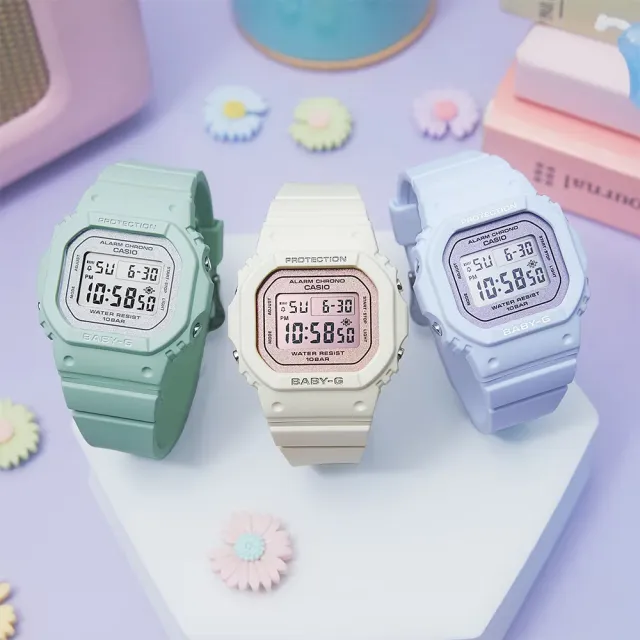 【CASIO 卡西歐】BABY-G 春季色彩方形女錶電子錶 開學(多色任選一款)