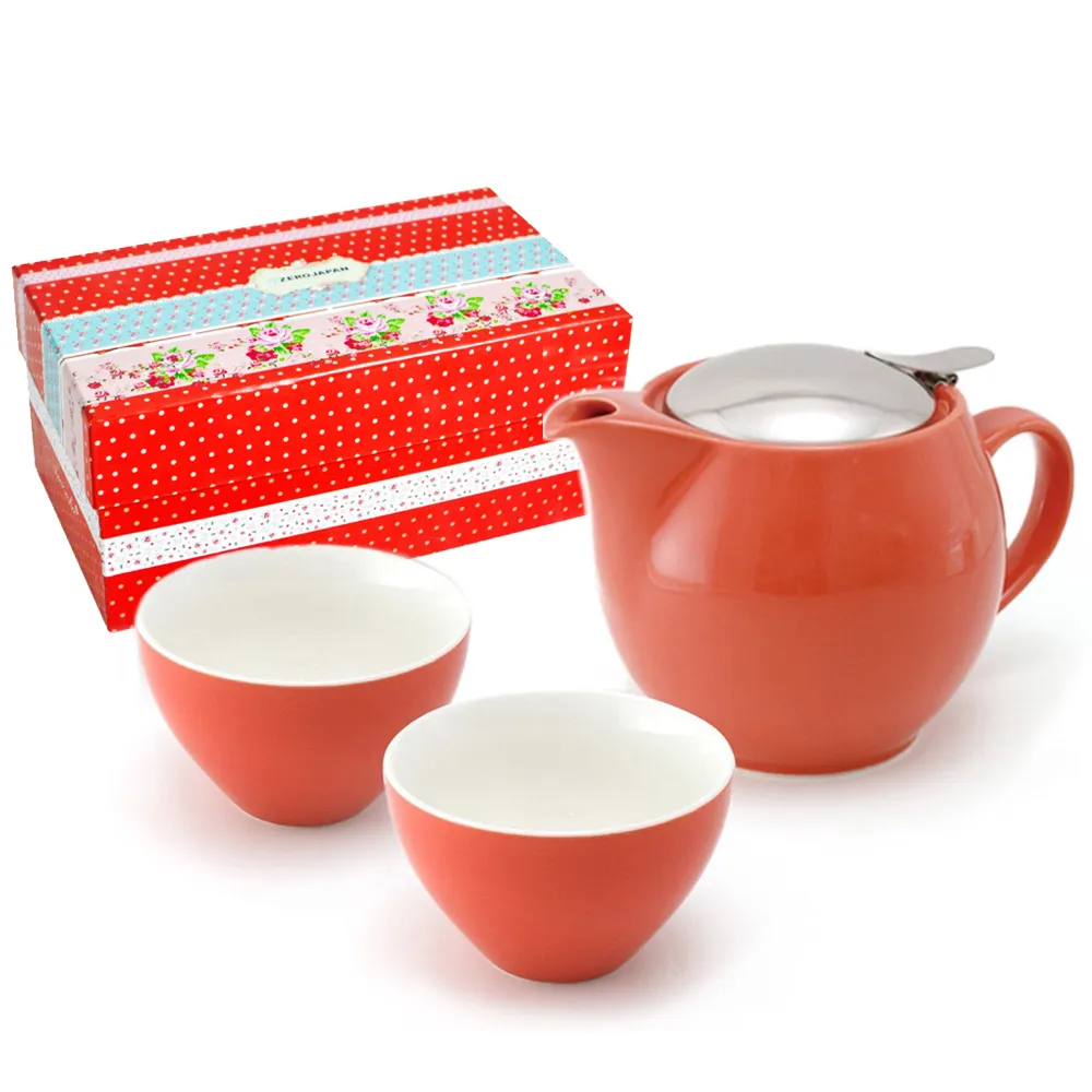 【ZERO JAPAN】典藏陶瓷一壺兩杯超值禮盒組(蘿蔔紅)