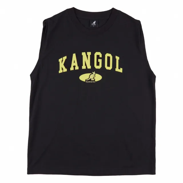 【KANGOL】背心 黑 綠LOGO 寬版 無袖 上衣 中性(6322148220)