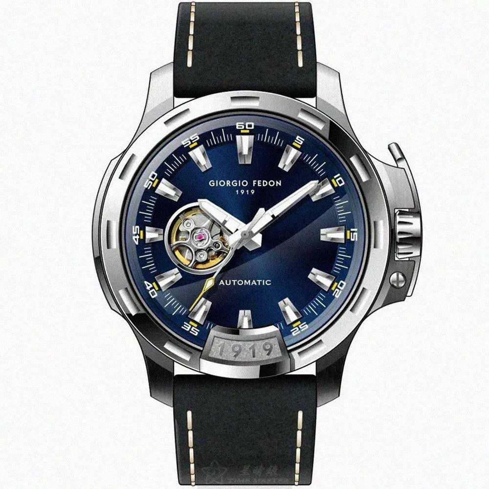 【GIORGIO FEDON 1919】GiorgioFedon1919手錶型號GF00049(寶藍色錶面銀錶殼寶藍真皮皮革錶帶款)