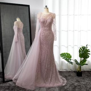 【女神婚紗禮服】極致高質感輕奢禮服魚尾宴會晚禮服 LA71673 粉色(訂婚禮服 聚會禮服)