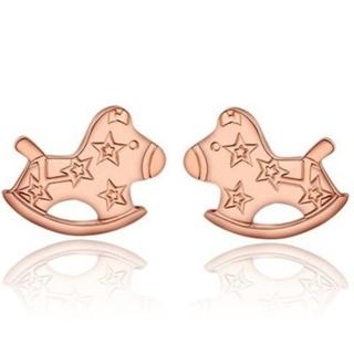 【米蘭精品】現貨+預購 玫瑰金耳環流行飾品(韓版星星小木馬流行母親節生日情人節聖誕節交換禮物71at20)
